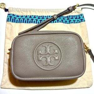 Tory Burch Perry Bombe Mini Leather Crossbody Camera Bag (Grey Heron)